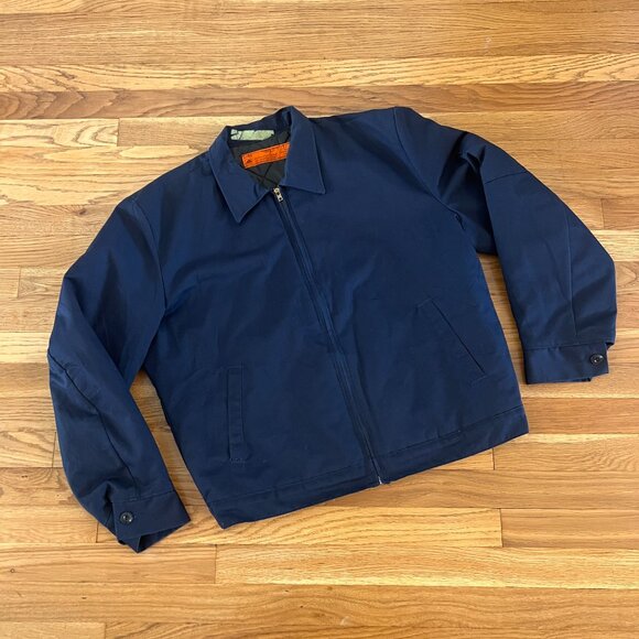 Vintage Durable Press Navy Blue USA MADE Lined Workwear Jacket - Men's Large - Picture 1 of 5